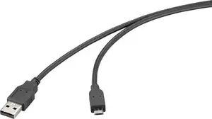 USB-A to Micro-B USB 2.0 Cable Renkforce RF-6830434 — 3.00 m, Black