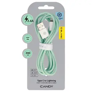 Braided USB to Lightning Cable Blavec Cable Candy 2.4 A 2 m with Apple CarPlay support (green)
