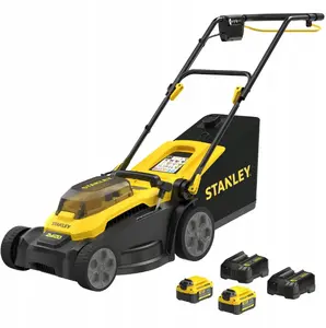 Газонокосилка STANLEY SCMWP3701M2 — аккумуляторная, ширина скашивания 37 см, 2×4 А·ч