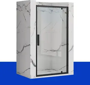 Shower Door REA Rapid Swing Hinged Matte Black 90 cm