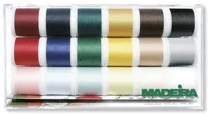 Dymo Madeira Clear Box Aerofil Sew-all polyester multi-colour thread set