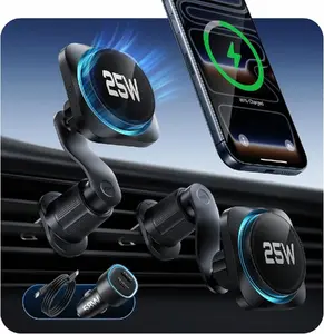 Car magnetic MagSafe mount and wireless charger ESR OmniLock CryoBoost 25W Qi2.2, black
