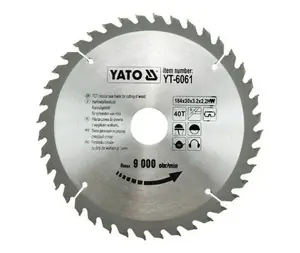 Apaļš zāģa disks YATO YT-6061, ar karbīda ieliktņiem (TCT), Ø 184 mm, priekš koka un plastmasas, 1 gab.