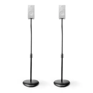 Speaker stand Nedis SPMT2750BK — floor mount, ABS and steel, adjustable height 77.5–104.8 cm, max load 4.5 kg