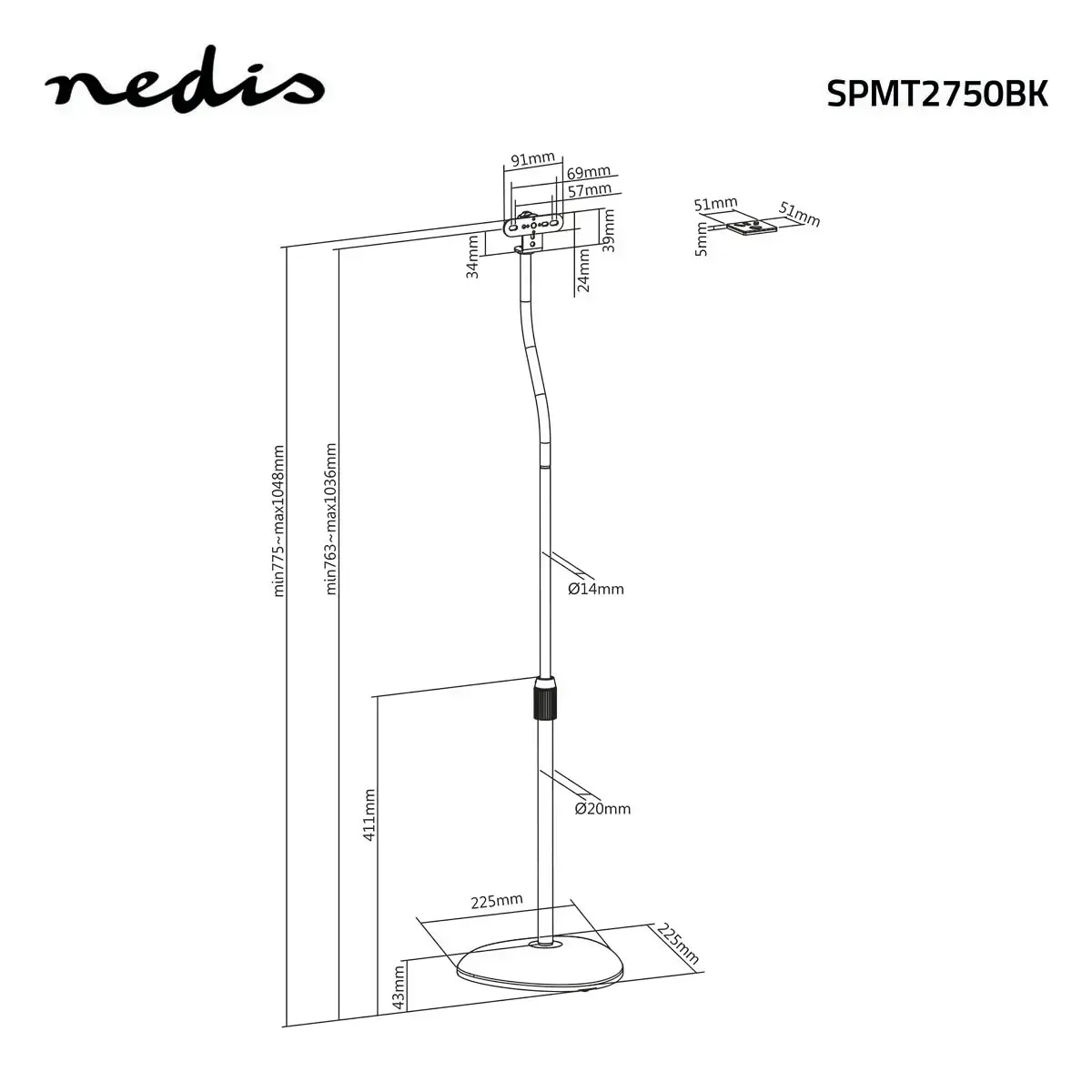 Nedis SPMT2750BK speaker stand Photo 10
