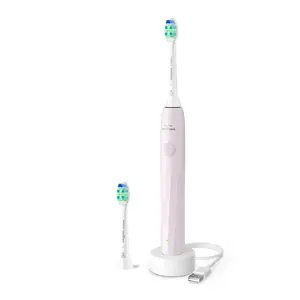 Electric sonic toothbrush Philips Sonicare 2100 HX4022/03 — rechargeable, Li‑Ion battery, 1 handle, 2 brush heads, Daily care mode, light pink