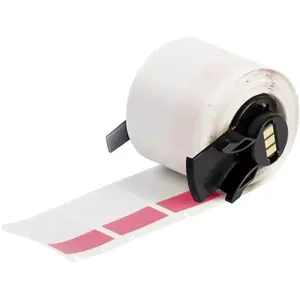 Printer label Brady M6-31-427-RD — die-cut self-adhesive, red transparent, 25.4×38.1 mm, 250 labels/roll