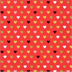 Paper napkins No name decorative with hearts for Valentine's Day, pack with printed heart pattern