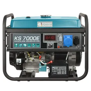 Petrol engine-generator Könner & Söhnen KS 7000E, 5000 W, 230 V, 25 L tank, black/teal