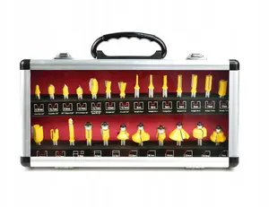 Router bit set GEKO 25-piece for wood, assorted profiles and diameters