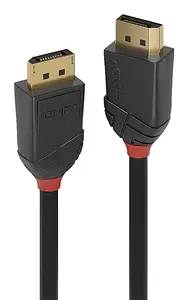 DisplayPort cable Lindy 36515, DisplayPort–DisplayPort, 0.5 m, black, 7 mm diameter