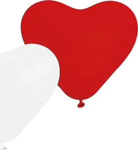 GMR Heart Balloons red and white 25 cm — pack of 5, universal