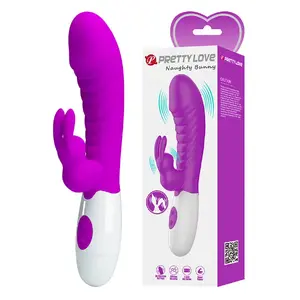 Vibrator by pretty love, model NAUGHTY BUNNY PURPLE — compact personal massager, handheld design, rechargeable
