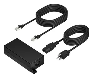 PoE++ 65W 2.5G Adapter HP Enterprise B5NH6AA with 3.66m CAT6A Cable and Power Cord, Black, 65×140×38.5 mm
