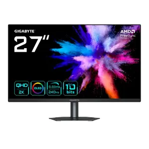 27" QD-OLED spēļu monitors GIGABYTE GO27Q24 — 2560x1440, 240 Hz, 0.03 ms, 400 cd/m², FreeSync Premium Pro