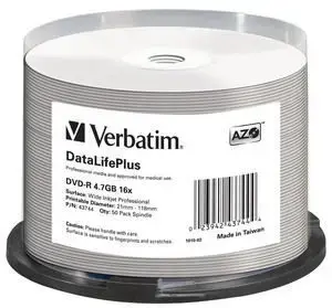 VERBATIM DVD-R DataLifePlus 4.7 GB 16x 50-pack spindle, 120 mm