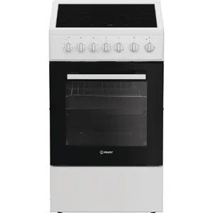 Indesit vitroceramic cooker I5V3PMW with electric oven, max 250°C, convection, grill, steam cleaning