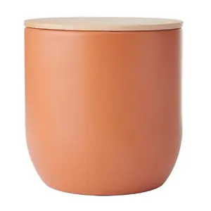 KitchenCraft Idilica контейнер для хранения 12×12×12,5 см, терракота, сталь с дубовой крышкой
