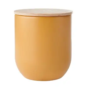 KitchenCraft контейнер для хранения Idilica 9×10 см, сталь с дубовой крышкой, желтый, герметичный