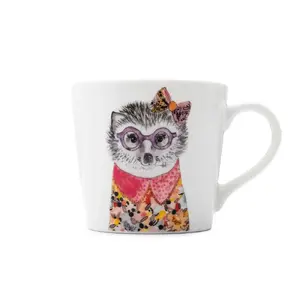 Porcelain Mug MIKASA Tipperleyhill 380 ml — fine porcelain, hand-painted hedgehog design, 13.2×9.8×9.2 cm