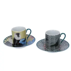 Porcelāna espreso krūzīšu ar apakštasītēm komplekts MIKASA Sarah Arnett 85 ml, 2 gab., piemērots mikroviļņu un trauku mazg. maš.