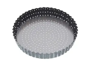 Baking Tin Masterclass round perforated steel 23 cm, removable base, non-stick, grey