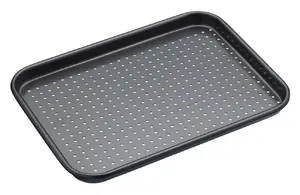 Bake Tray Masterclass perforated steel 24 x 18 x 1.5 cm, non-stick, grey