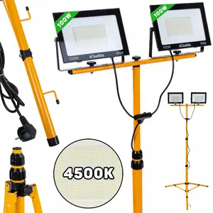 Строительный LED-прожектор Keltin 2×100W со складным телескопическим штативом и кабелем, нейтральный белый 4500K