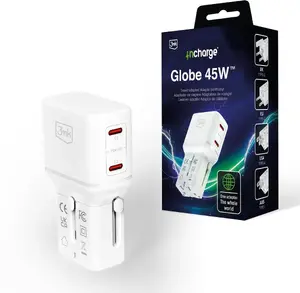 Портативное зарядное устройство 3MK 3mk incharge Globe 45W 2‑порт USB‑C PD QC4+ PPS SCP AFCUS EU/AUS/UK белое