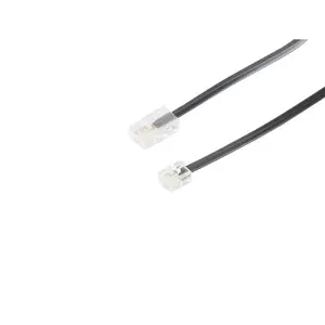 Telefona kabelis S-Impuls 70253- — 3 m ar RJ11 uz RJ45 savienotājiem, melns/caurspīdīgs