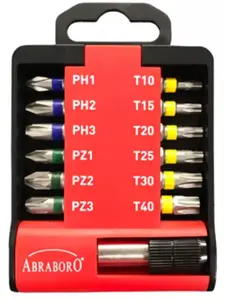 Abraboro screwdriver bit set 13 pcs — Abraboro AB02060013, assorted bit types