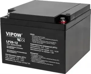 Hermētiska svina-skābes akumulators VIPOW 12V 26Ah BAT0270 — uzlādējams rezerves avots