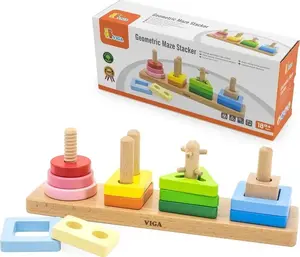Koka ģeometriska formu kārtošanas labirints viga toys, modelis 44685, izglītojoša koka rotaļlieta