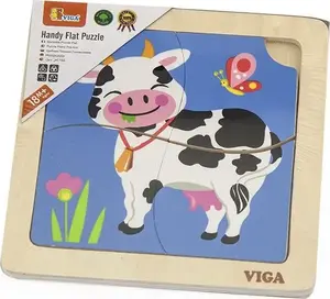 Wooden animal puzzle set Viga Krówka on base, 4 pieces, model 2457