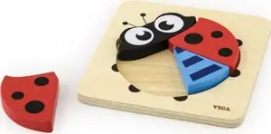 Wooden First Puzzle for Toddlers Viga Toys — Ladybug Shape Sorting Board