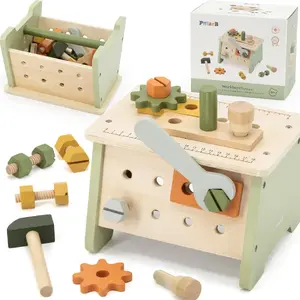 Viga Toys wooden 2-in-1 PolarB Mini Workshop tool box set, model 6217, children's playset