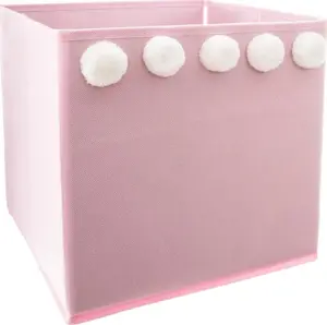 Toy Storage Basket Gree model 158710A — textile basket with pom-pom decorations
