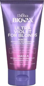 Matu maska L'BIOTICA Biovax Ultra Violet blondu un sirmu 150 ml — tonējoša, intensīva atjaunošana