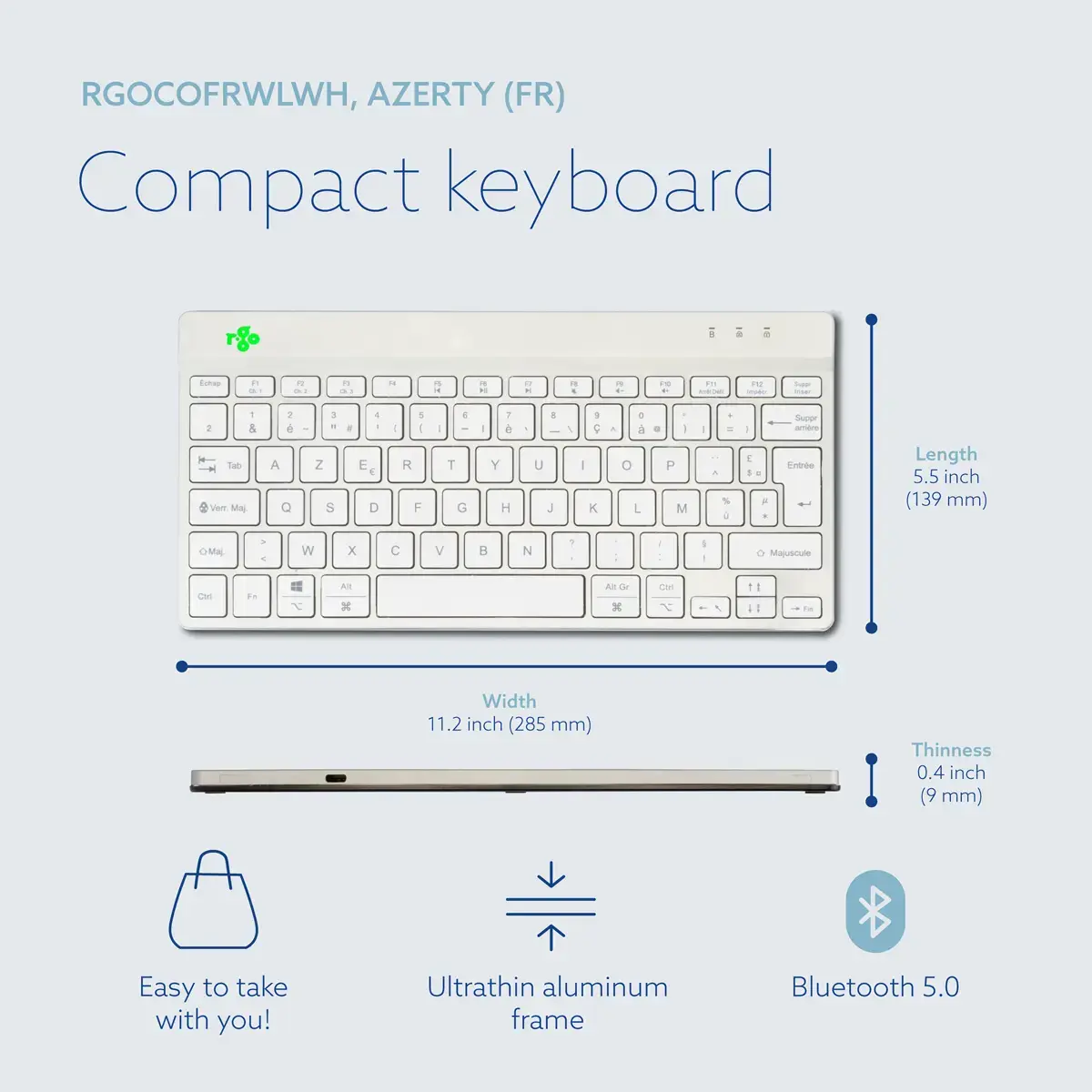 R-GO Tools Compact Break компактная клавиатура AZERTY Bluetooth Photo 15