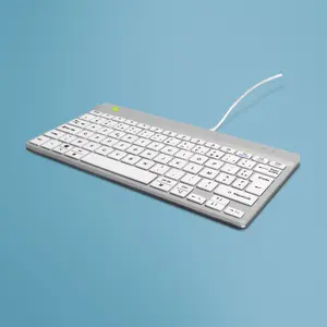 R-GO Tools R-Go Compact Break Ergonomic Keyboard, Mini Wired Scissor Key Switch, French AZERTY Layout, USB, White