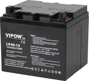 Svina-skābes akumulators VIPOW 12 V 40 Ah BAT0222 — uzlādējams 12V 40Ah