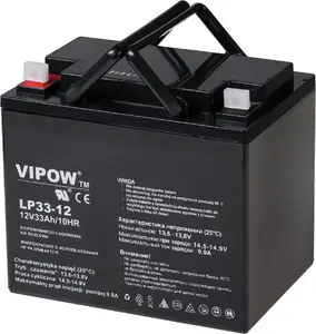 Sealed Gel Battery VIPOW 12V 33Ah, lead-acid rechargeable battery