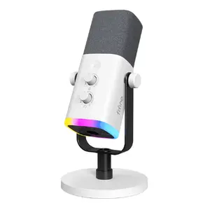 USB Microphone Fifine AmpliGame AM8 RGB White — desktop gaming/studio mic with RGB, cardioid pattern