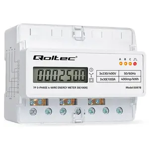 Three-phase DIN rail energy meter QOLTEC 50978 — 400V, 100A