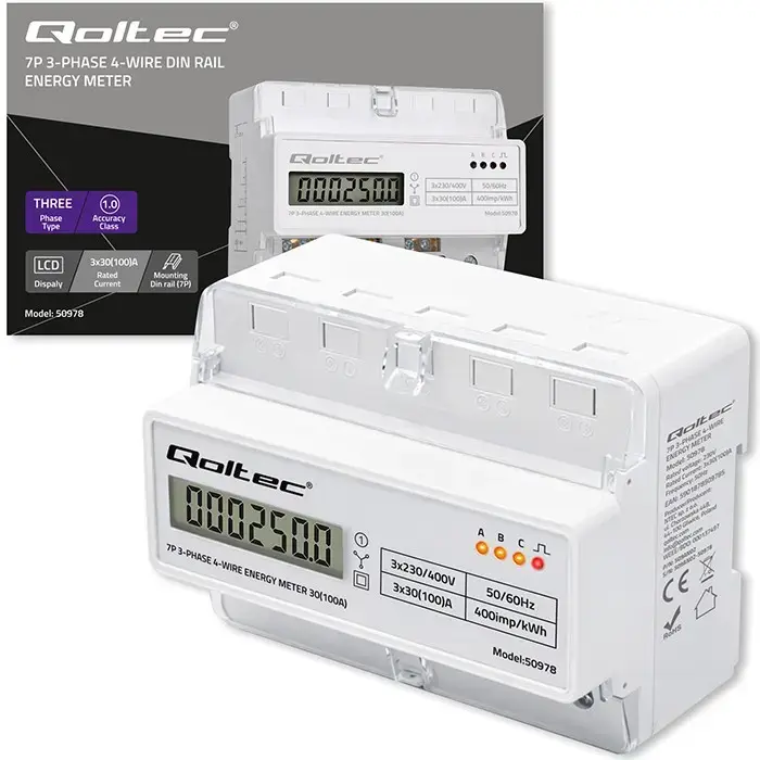 Three-phase energy meter QOLTEC 50978 400V 100A Photo 16