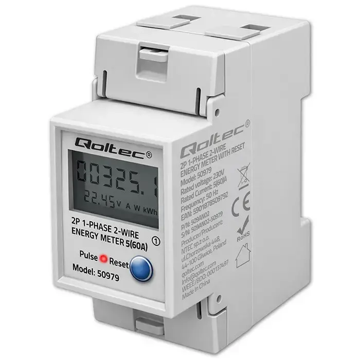 QOLTEC vienfāzes enerģijas skaitītājs DIN 230 V Photo 11