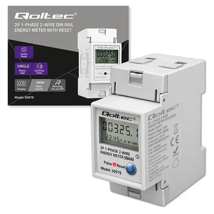 QOLTEC vienfāzes enerģijas skaitītājs DIN 230 V Photo 14