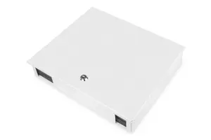 Fiber optic wall-mounted housing DIGITUS DN-96843M-OS2, singlemode, assembled, 24×LC DX adapters with pigtails, steel, grey, 320×54×280 mm
