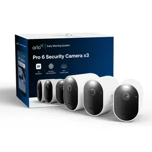 IP‑камера видеонаблюдения Arlo Pro 6 2K+ — комплект 3 камеры, уличная/внутренняя, 2K+, 160° обзор, проводная и беспроводная