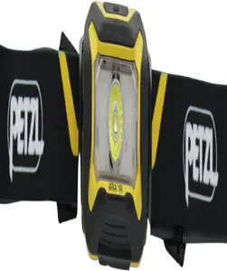 Headlamp Petzl ARIA 1R — compact rechargeable headlamp, black/yellow